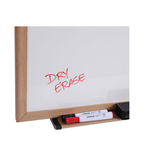 Deluxe Melamine Dry Erase Board, 72" X 48", White Surface, Oak Finished Fiberboard (mdf) Frame