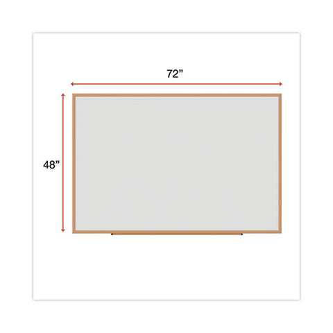 Deluxe Melamine Dry Erase Board, 72" X 48", White Surface, Oak Finished Fiberboard (mdf) Frame