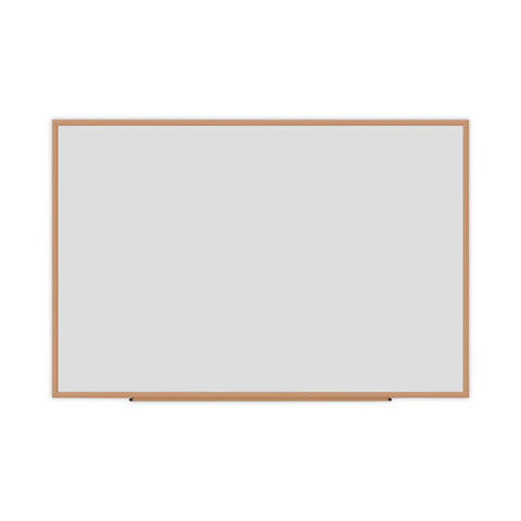 Deluxe Melamine Dry Erase Board, 72" X 48", White Surface, Oak Finished Fiberboard (mdf) Frame