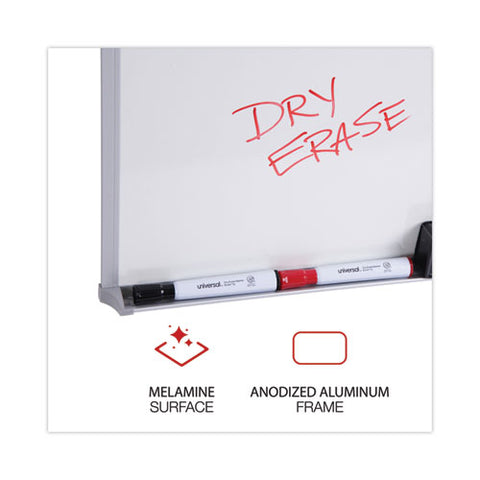 Melamine Dry Erase Board With Aluminum Frame, 24" X 18", White Surface, Anodized Aluminum Frame