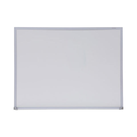 Melamine Dry Erase Board With Aluminum Frame, 24" X 18", White Surface, Anodized Aluminum Frame