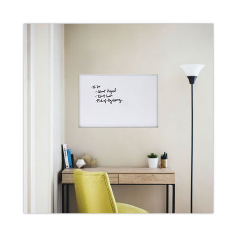 Melamine Dry Erase Board With Aluminum Frame, 36" X 24", White Surface, Anodized Aluminum Frame