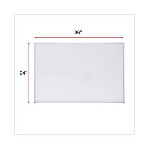 Melamine Dry Erase Board With Aluminum Frame, 36" X 24", White Surface, Anodized Aluminum Frame