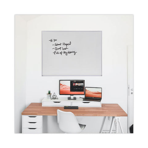 Melamine Dry Erase Board With Aluminum Frame, 48" X 36", White Surface, Anodized Aluminum Frame