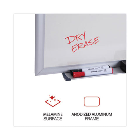 Deluxe Melamine Dry Erase Board, 60" X 36", White Surface, Anodized Aluminum Frame