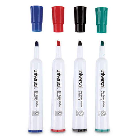 Dry Erase Marker, Broad Chisel Tip, Assorted Colors, 4/set