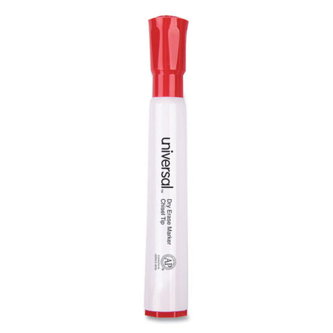 Dry Erase Marker, Broad Chisel Tip, Red, Dozen