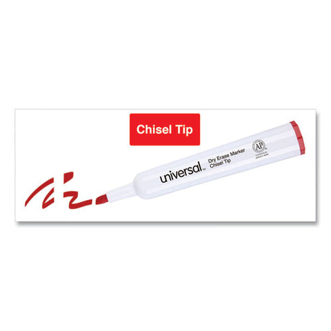 Dry Erase Marker, Broad Chisel Tip, Red, Dozen