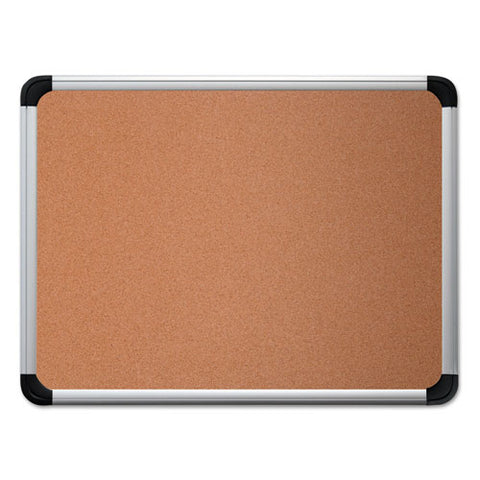 Cork Board With Aluminum Frame, 36" X 24", Tan Surface, Satin Aluminum Frame