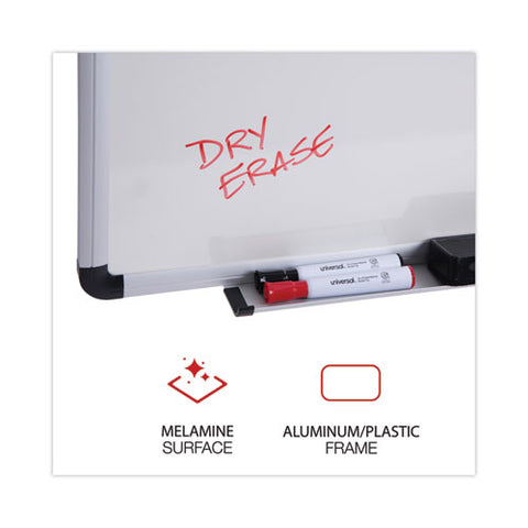 Modern Melamine Dry Erase Board With Aluminum Frame, 24" X 18", White Surface, Satin Aluminum Frame