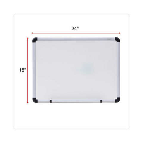 Modern Melamine Dry Erase Board With Aluminum Frame, 24" X 18", White Surface, Satin Aluminum Frame