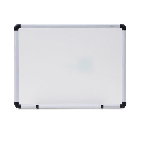 Modern Melamine Dry Erase Board With Aluminum Frame, 24" X 18", White Surface, Satin Aluminum Frame