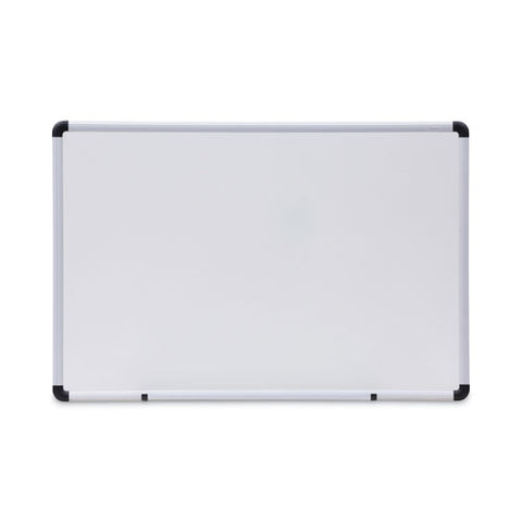 Modern Melamine Dry Erase Board With Aluminum Frame, 36" X 24", White Surface, Satin Aluminum Frame