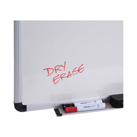 Modern Melamine Dry Erase Board With Aluminum Frame, 48" X 36", White Surface, Satin Aluminum Frame