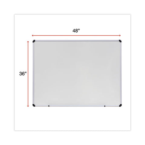 Modern Melamine Dry Erase Board With Aluminum Frame, 48" X 36", White Surface, Satin Aluminum Frame