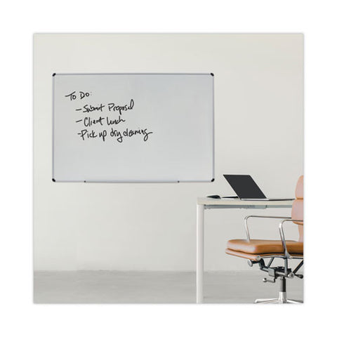 Modern Melamine Dry Erase Board With Aluminum Frame, 72" X 48", White Surface, Satin Aluminum Frame