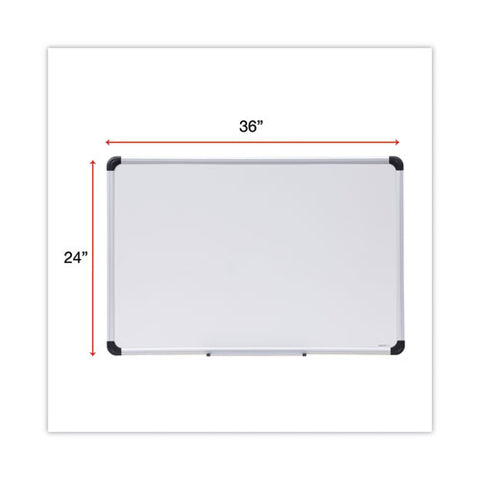 Deluxe Porcelain Magnetic Dry Erase Board, 36" X 24", White Surface, Silver/black Aluminum Frame