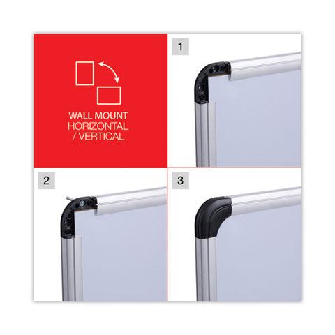 Deluxe Porcelain Magnetic Dry Erase Board, 48" X 36", White Surface, Silver/black Aluminum Frame