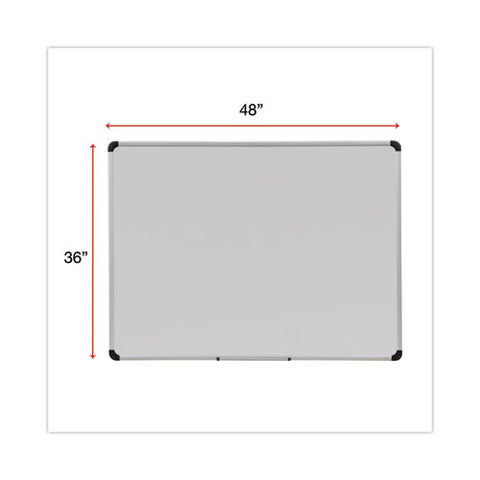 Deluxe Porcelain Magnetic Dry Erase Board, 48" X 36", White Surface, Silver/black Aluminum Frame