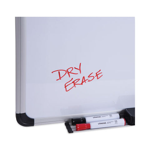 Deluxe Porcelain Magnetic Dry Erase Board, 48" X 36", White Surface, Silver/black Aluminum Frame