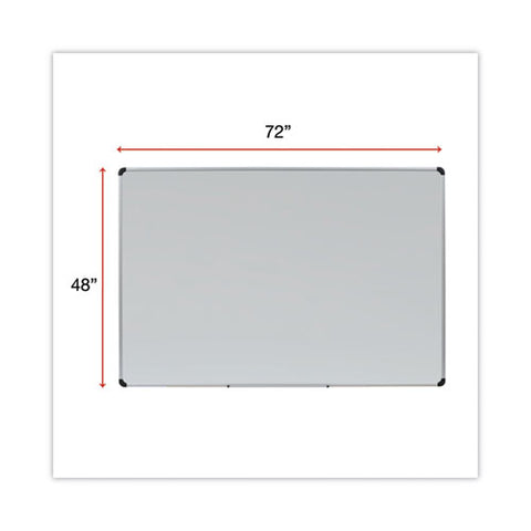 Deluxe Porcelain Magnetic Dry Erase Board, 72" X 48", White Surface, Silver/black Aluminum Frame