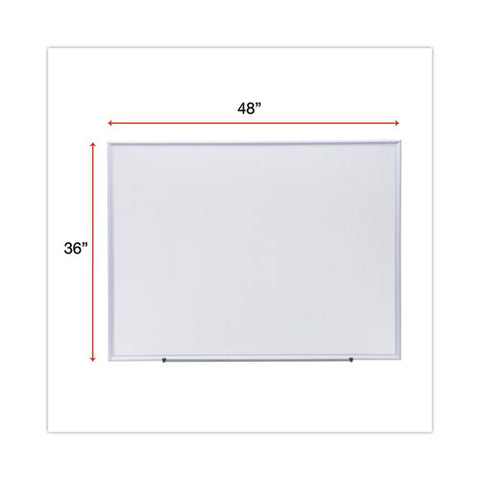 Deluxe Melamine Dry Erase Board, 48" X 36", White Surface, Satin Aluminum Frame