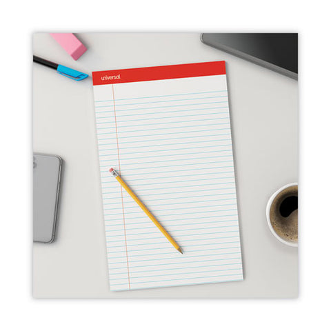 Perforated Ruled Writing Pads, Wide/legal Rule, Red Headband, 50 White 8.5 X 14 Sheets, Dozen