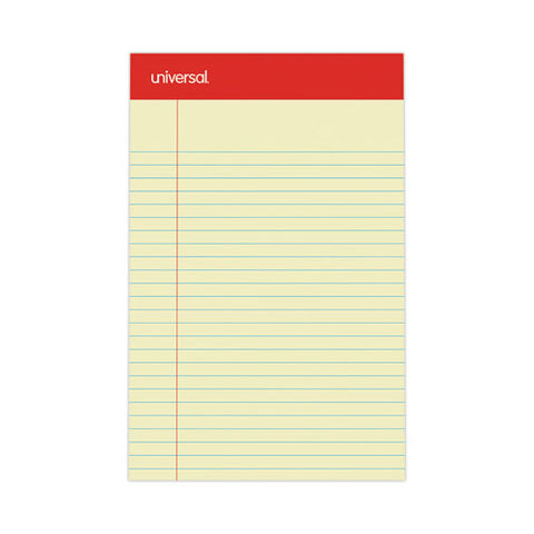 Perforated Ruled Writing Pads, Narrow Rule, Red Headband, 50 Canary-yellow 5 X 8 Sheets, Dozen