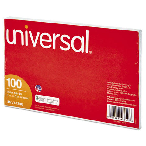 Unruled Index Cards, 5 X 8, White, 100/pack