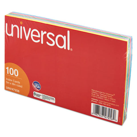 Index Cards, Ruled, 5 X 8, Assorted, 100/pack