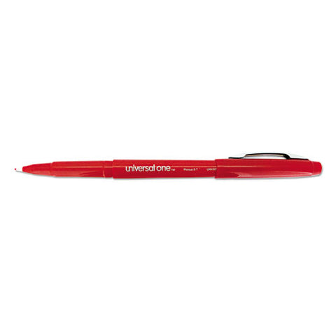 Porous Point Pen, Stick, Medium 0.7 Mm, Red Ink, Red Barrel, Dozen