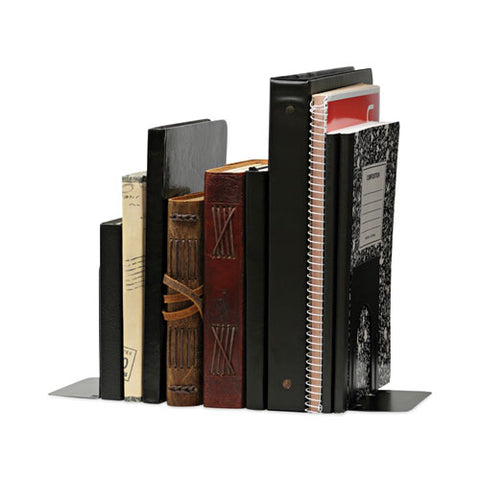 Economy Bookends, Standard, 4.75 X 5.25 X 5, Heavy Gauge Steel, Black, 1 Pair