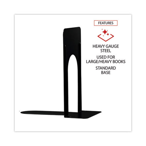 Economy Bookends, Standard, 5.88 X 8.25 X 9, Heavy Gauge Steel, Black, 1 Pair