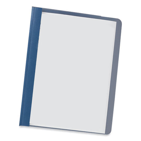 Clear Front Report Covers With Fasteners, Three-prong Fastener, 0.5" Capacity, 8.5 X 11, Clear/dark Blue, 25/box