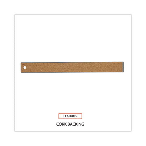 Stainless Steel Ruler With Cork Back And Hanging Hole, Standard/metric, 12" Long