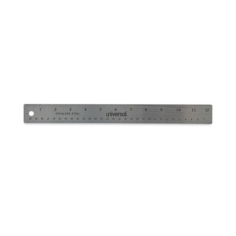 Stainless Steel Ruler With Cork Back And Hanging Hole, Standard/metric, 12" Long