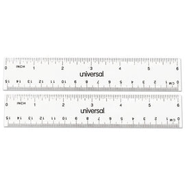 Clear Plastic Ruler, Standard/metric, 6" Long, Clear, 2/pack