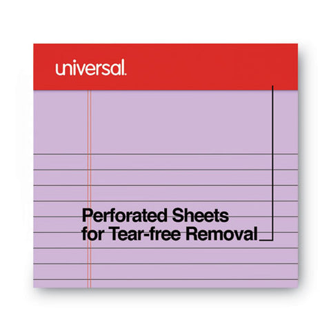 Perforated Ruled Writing Pads, Narrow Rule, Red Headband, 50 Assorted Pastels 5 X 8 Sheets, 6/pack