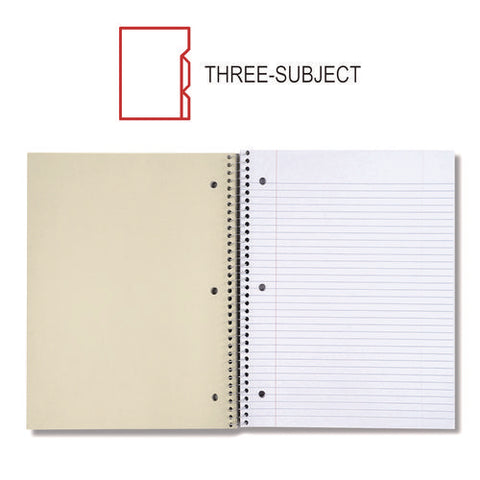 Wirebound Notebook, 3-subject, Medium/college Rule, Black Cover, (120) 11 X 8.5 Sheets