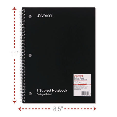 Wirebound Notebook, 1-subject, Medium/college Rule, Black Cover, (100) 11 X 8.5 Sheets