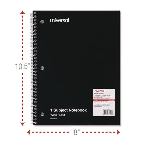 Wirebound Notebook, 1-subject, Wide/legal Rule, Black Cover, (70) 10.5 X 8 Sheets