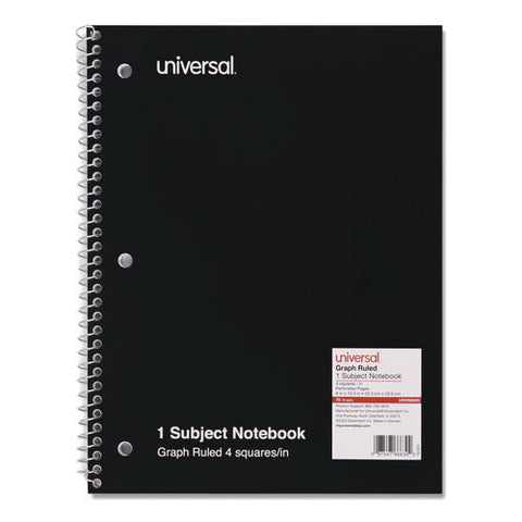 Wirebound Notebook, 1-subject, Quadrille Rule (4 Sq/in), Black Cover, (70) 10.5 X 8 Sheets