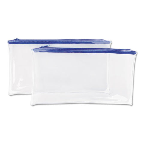 Zippered Wallets/cases, Transparent Plastic, 11 X 6, Clear/blue, 2/pack