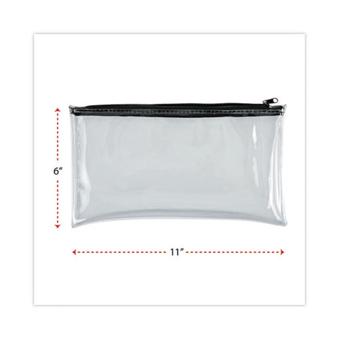 Zippered Wallets/cases, Leatherette Pu, 11 X 6, Clear/black, 2/pack