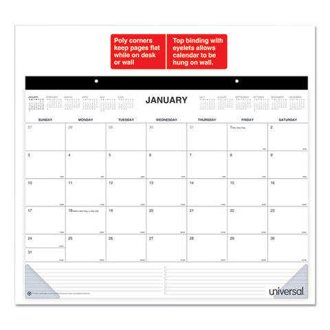 Desk Pad Calendar, 22 X 17, White Sheets, Black Binding, Clear Corners, 12-month (jan To Dec): 2025