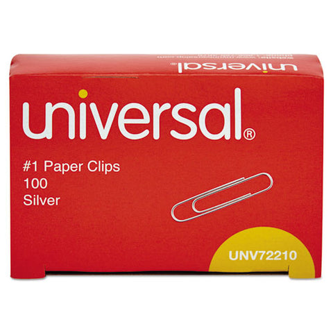 Paper Clips, #1, Smooth, Silver, 100 Clips/box, 10 Boxes/pack