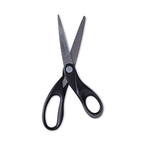 Stainless Steel Office Scissors, 8" Long, 3.75" Cut Length, Straight Black Handle