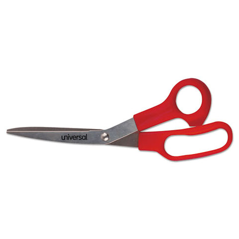 General Purpose Stainless Steel Scissors, 7.75" Long, 3" Cut Length, Offset Red Handle, 3/pack