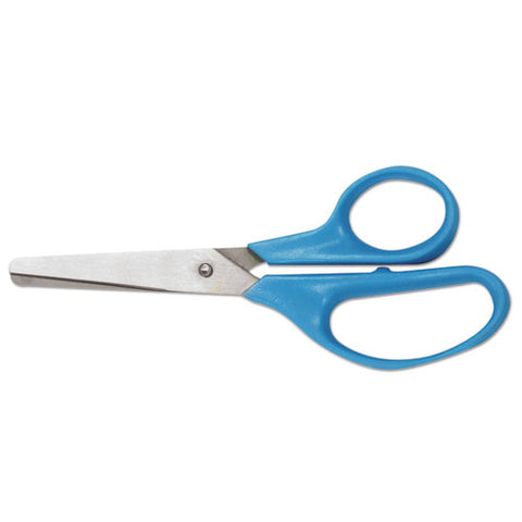 Kids' Scissors, Rounded Tip, 5" Long, 1.75" Cut Length, Straight Assorted Color Handles, 2/pack