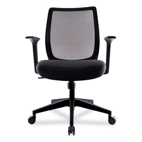 Essentials Mesh Back Fabric Task Chair With Arms, Supports Up To 275 Lb, Black Fabric Seat, Black Mesh Back, Black Base